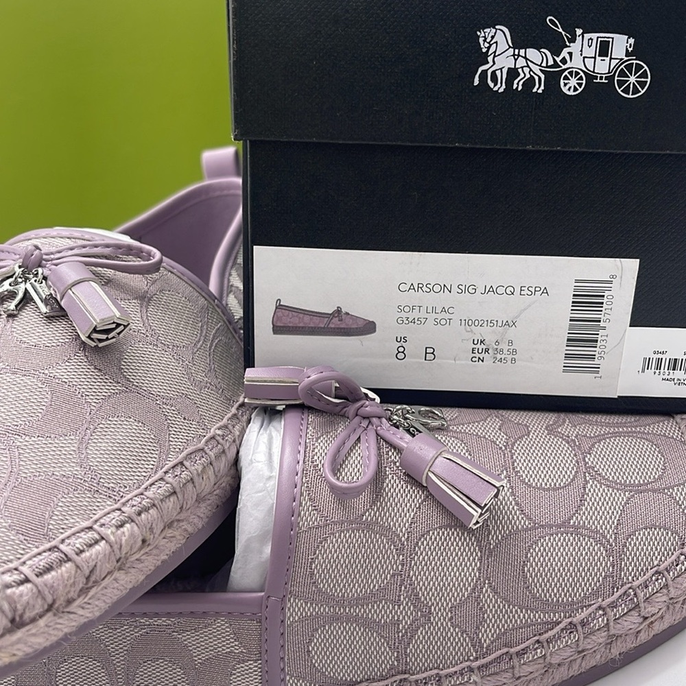 Coach CARSON SIGNATURE JACQ ESPADRILLE
SOFT LILAC SHOES SNEAKERS
G3457 SOT New - Picture 16 of 16